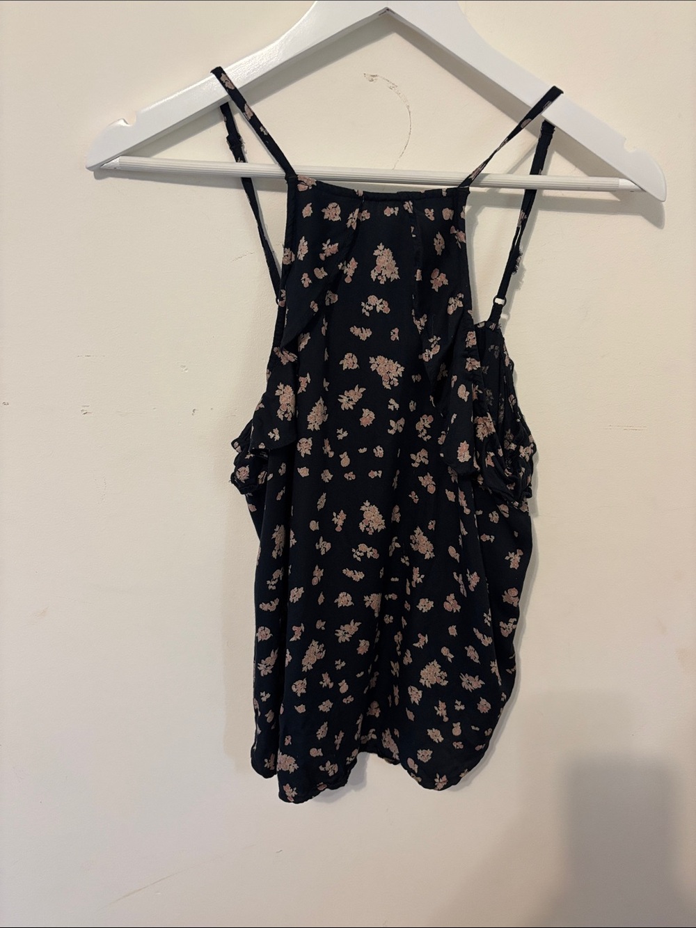 Billabong Black Floral Camisole with Pink Accents